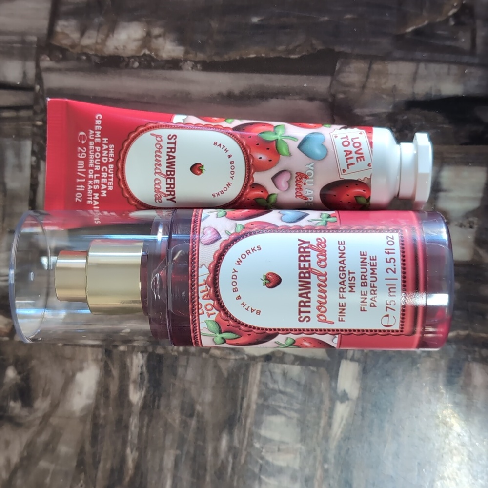 Bath & Body Works ๐ Strawberry Pound Cake Hand Cream & Travel Size Mist Set - Picture 4 of 4